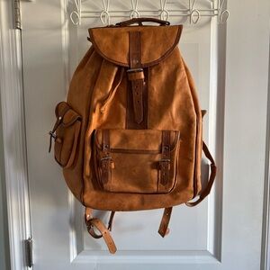 Handmade Artisanal 100% Leather Backpack Two Toned Large